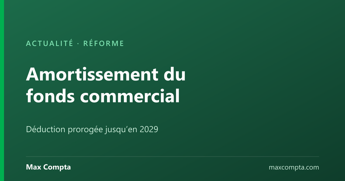 Amortissement du fonds commercial déductible jusqu’en 2029, Max Compta