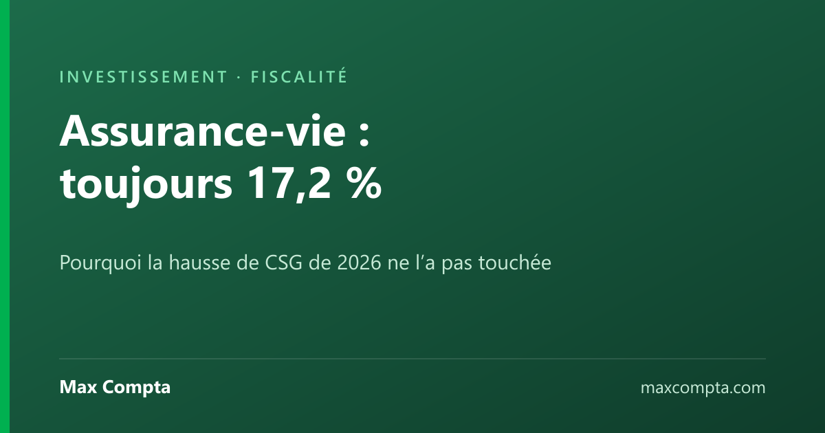 Assurance-vie : pourquoi 17,2 % de prélèvements sociaux en 2026 — Max Compta