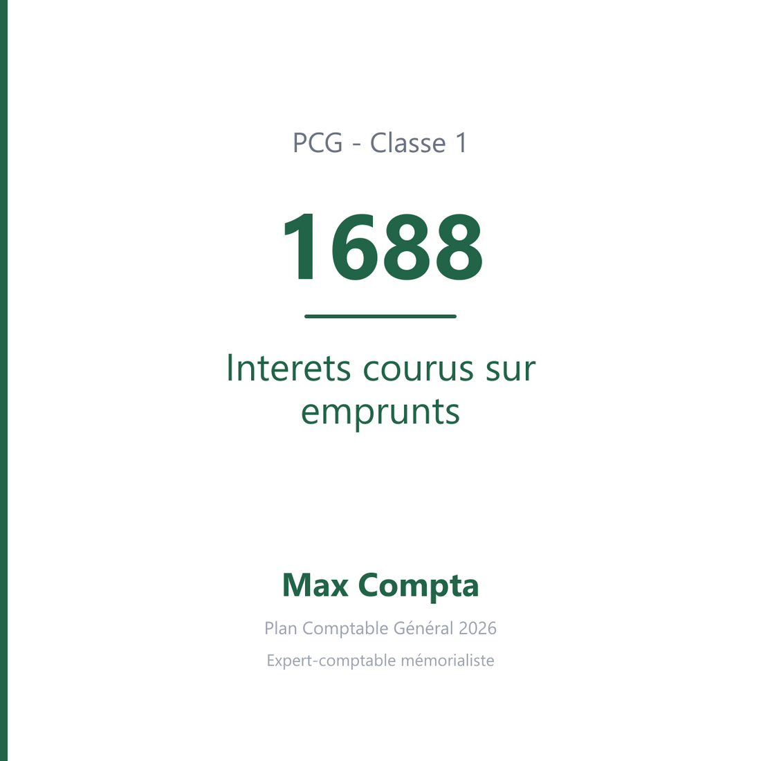 Compte 1688 Interets courus sur emprunts - PCG classe 1 comptes de capitaux - écriture comptable