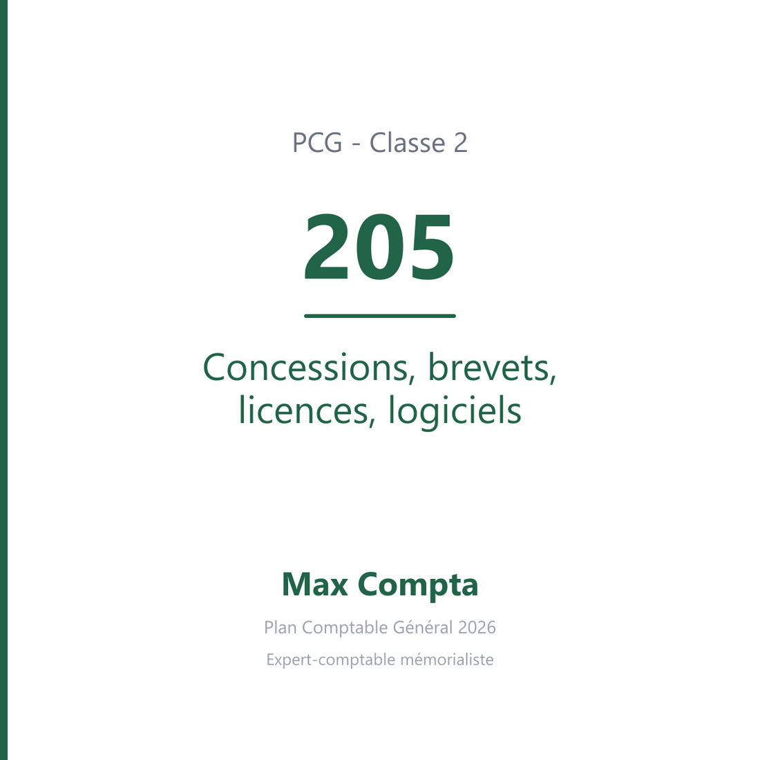 Compte 205 Concessions, brevets, licences, logiciels - PCG classe 2 immobilisations - écriture comptable