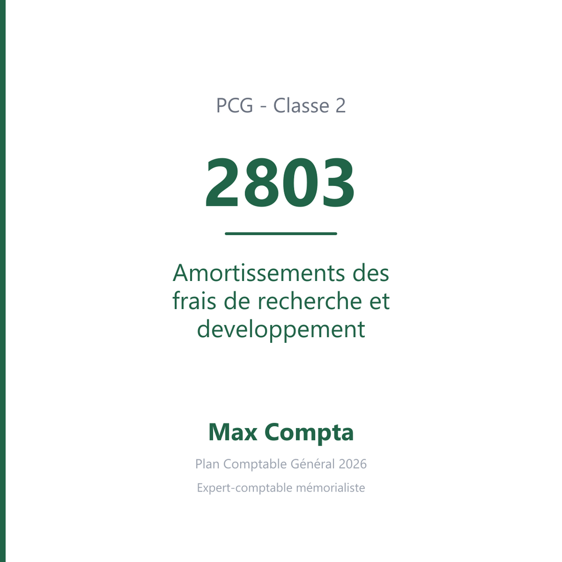 Compte 2803 Amortissements des frais de recherche et developpement - PCG classe 2 immobilisations - écriture comptable