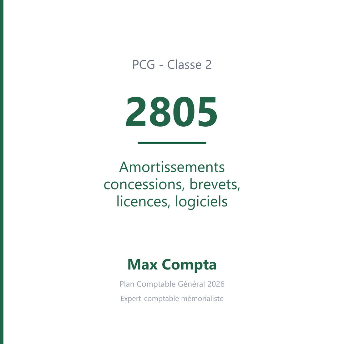 Compte 2805 Amortissements concessions, brevets, licences, logiciels - PCG classe 2 immobilisations - écriture comptable