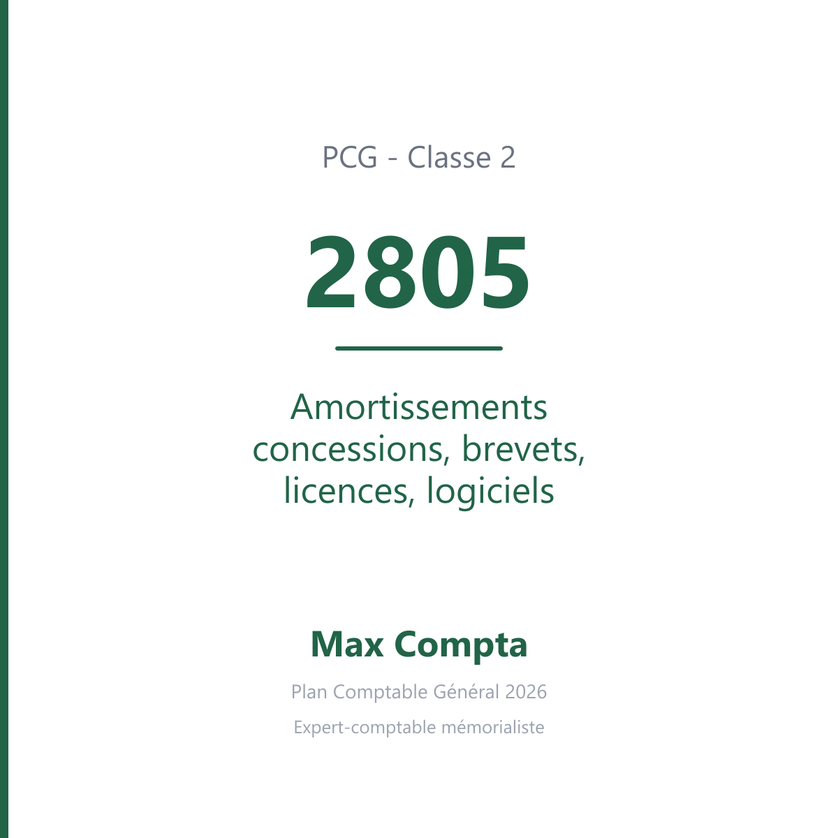 Compte 2805 Amortissements concessions, brevets, licences, logiciels - PCG classe 2 immobilisations - écriture comptable