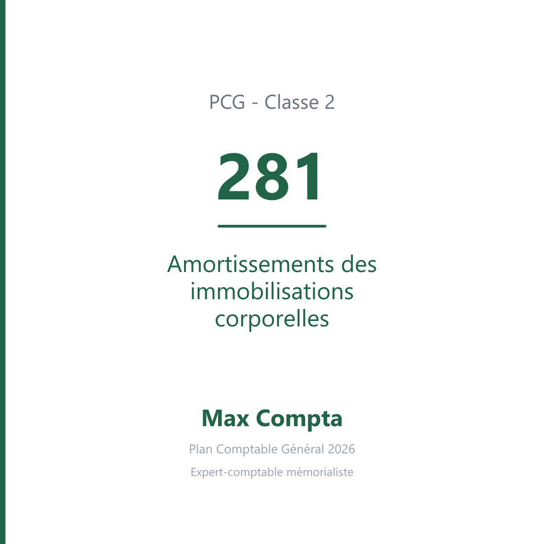 Compte 281 Amortissements des immobilisations corporelles - PCG classe 2 immobilisations - écriture comptable