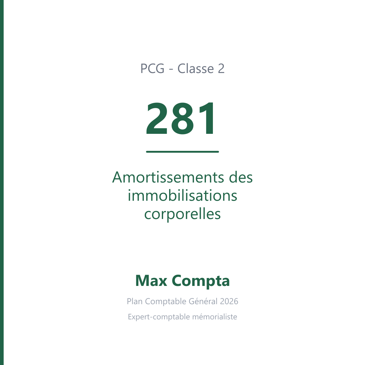 Compte 281 Amortissements des immobilisations corporelles - PCG classe 2 immobilisations - écriture comptable