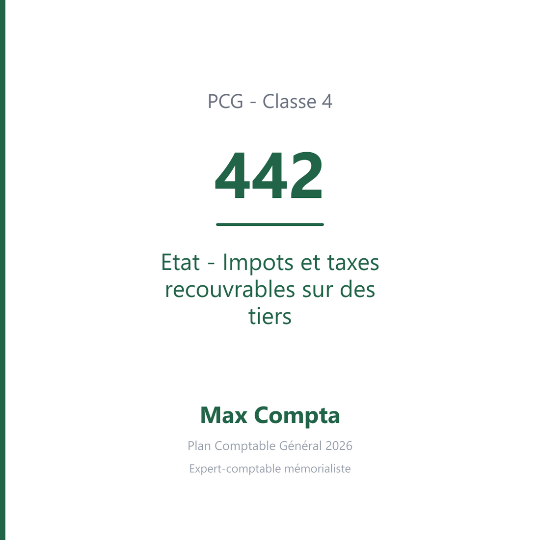 Compte 442 Etat - Impots et taxes recouvrables sur des tiers - PCG classe 4 comptes de tiers - écriture comptable