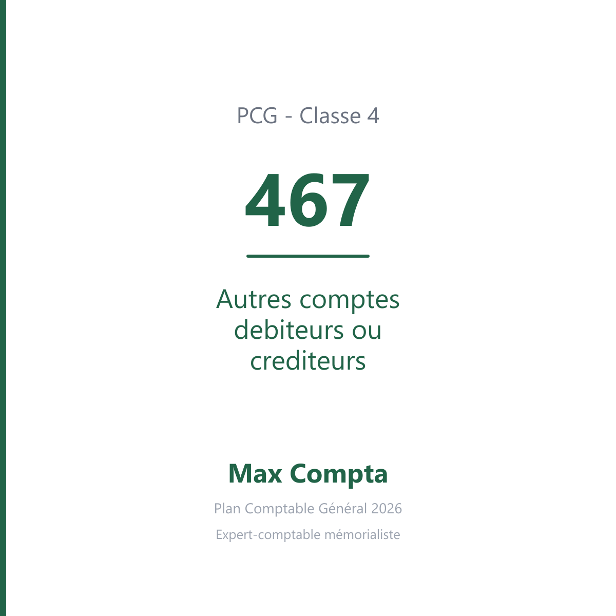 Compte 467 Autres comptes debiteurs ou crediteurs - PCG classe 4 comptes de tiers - écriture comptable