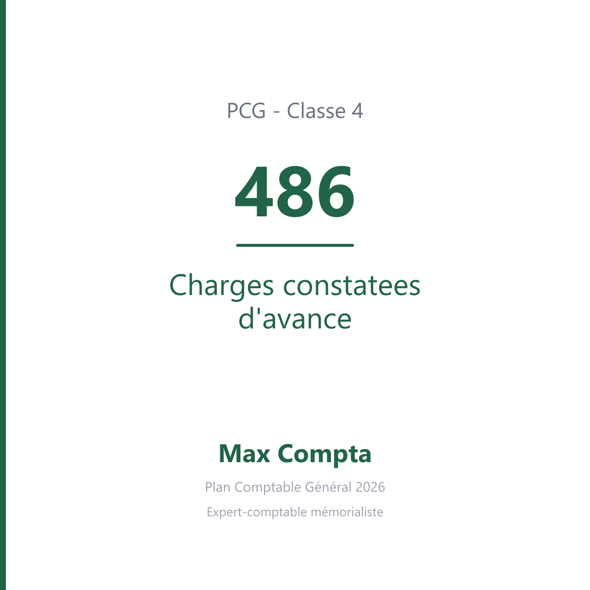 Compte 486 Charges constatees d'avance - PCG classe 4 comptes de tiers - écriture comptable