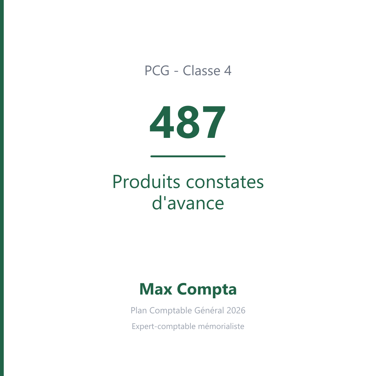 Compte 487 Produits constates d'avance - PCG classe 4 comptes de tiers - écriture comptable