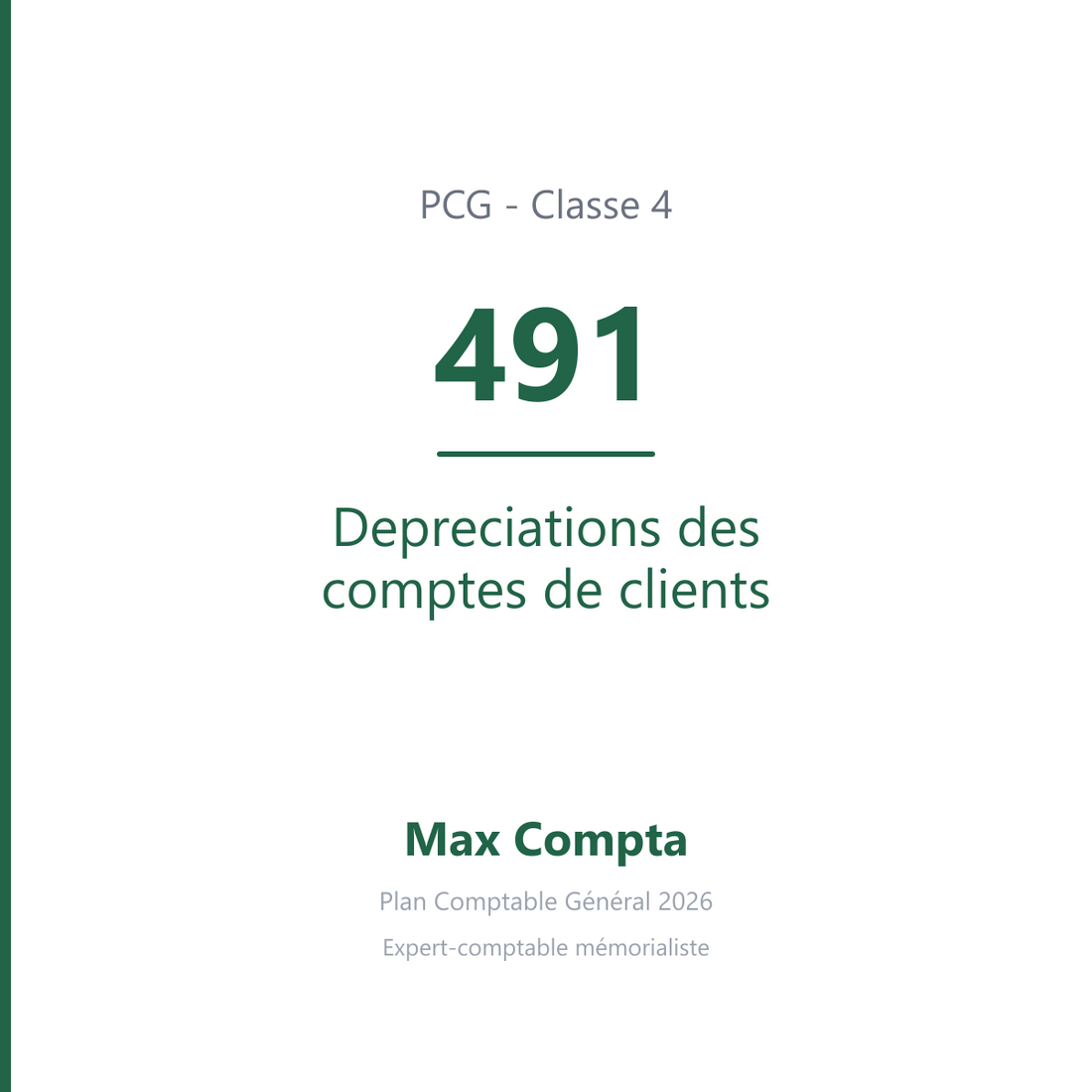 Compte 491 Depreciations des comptes de clients - PCG classe 4 comptes de tiers - écriture comptable