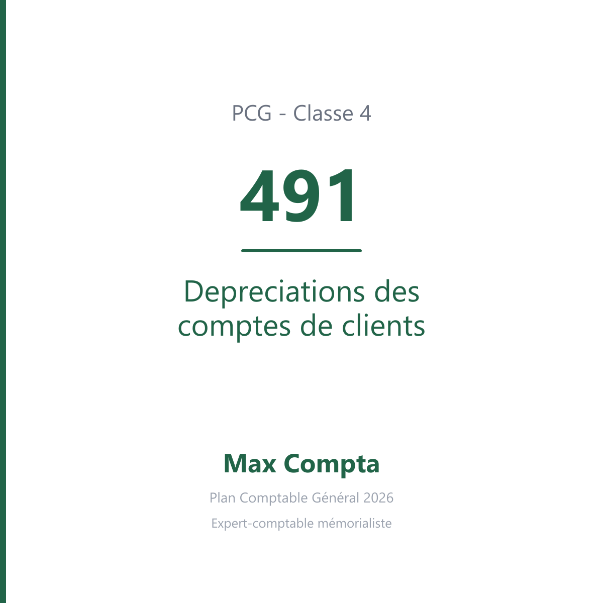 Compte 491 Depreciations des comptes de clients - PCG classe 4 comptes de tiers - écriture comptable