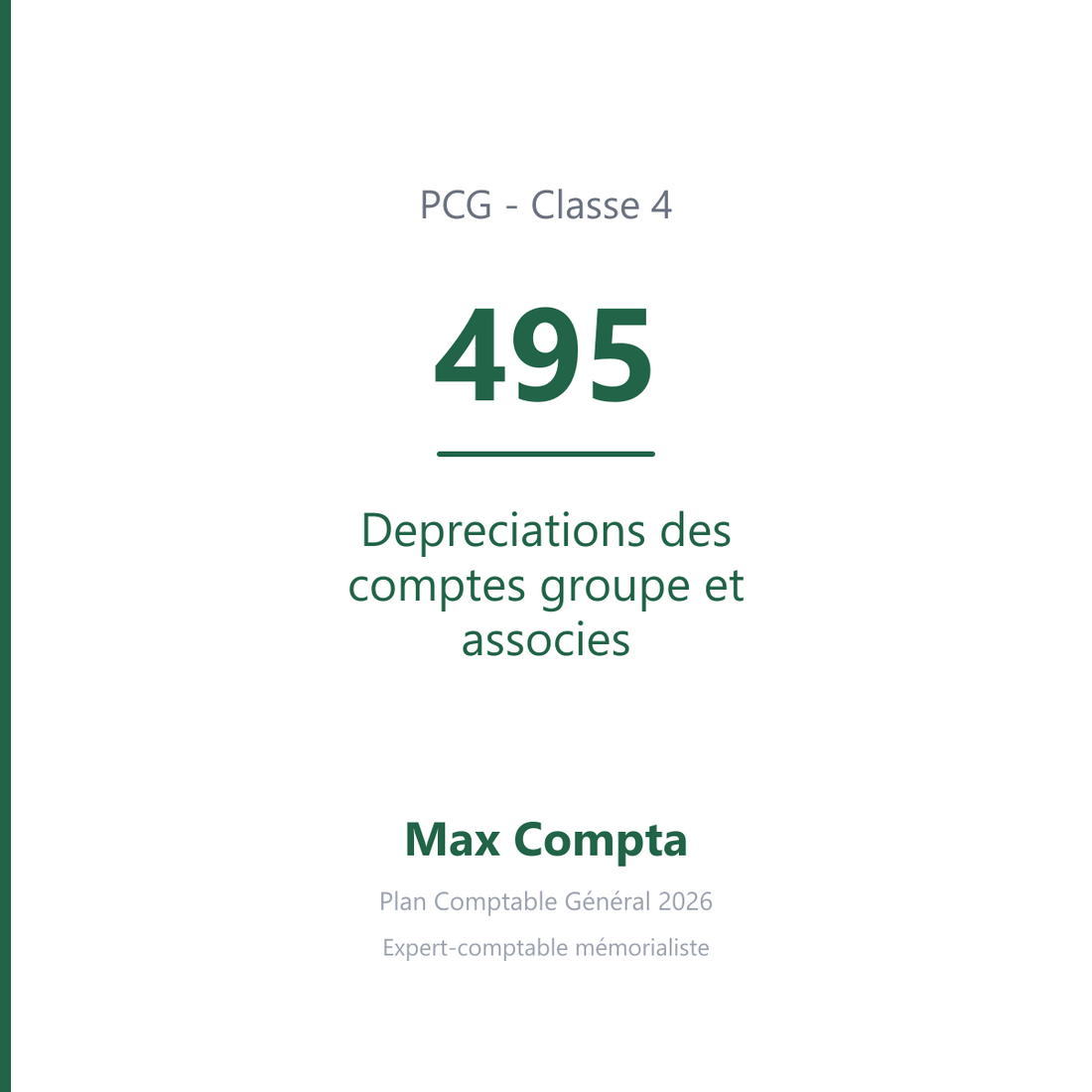 Compte 495 Depreciations des comptes groupe et associes - PCG classe 4 comptes de tiers - écriture comptable