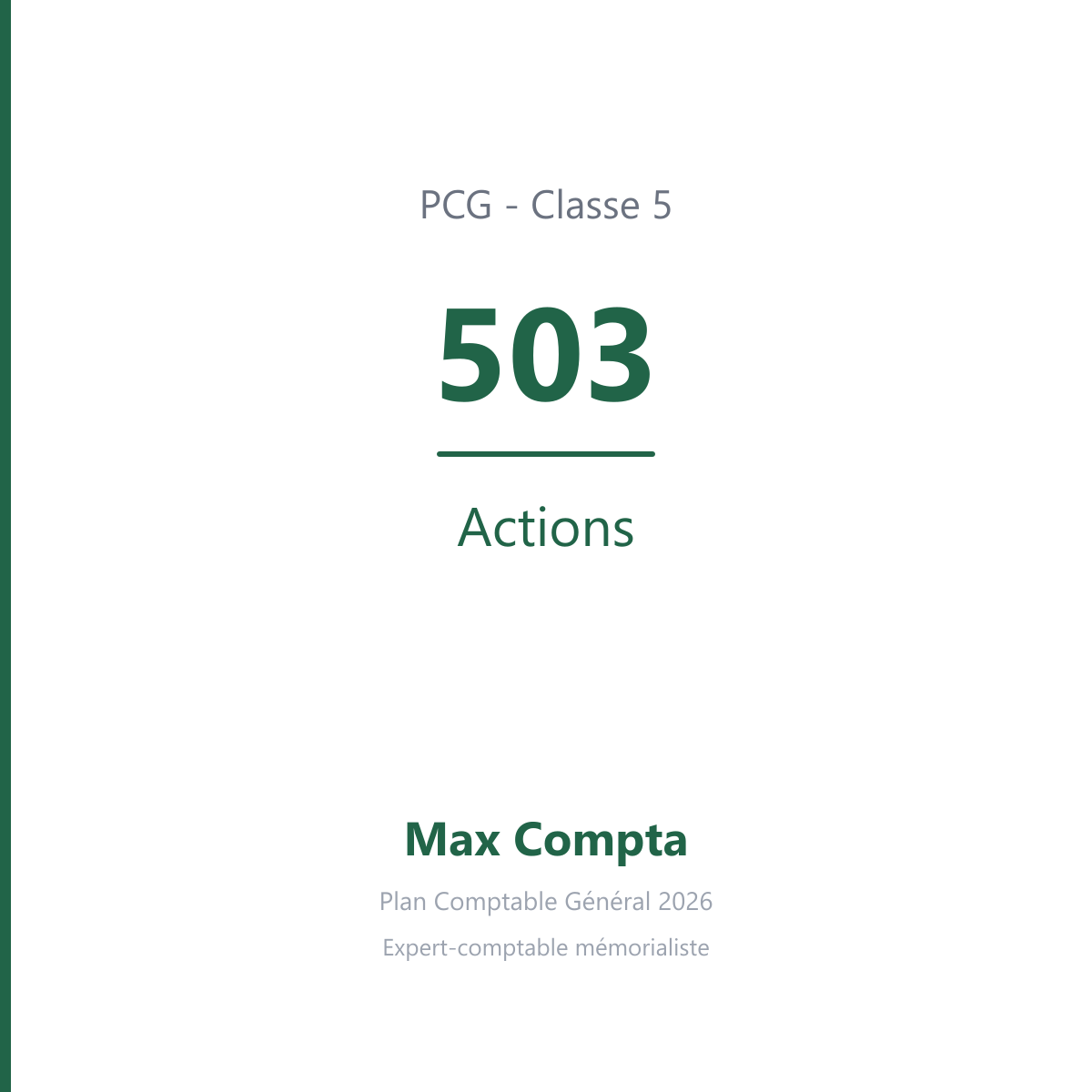 Compte 503 Actions - plan comptable général PCG classe 5 comptes financiers - écriture comptable solde débiteur