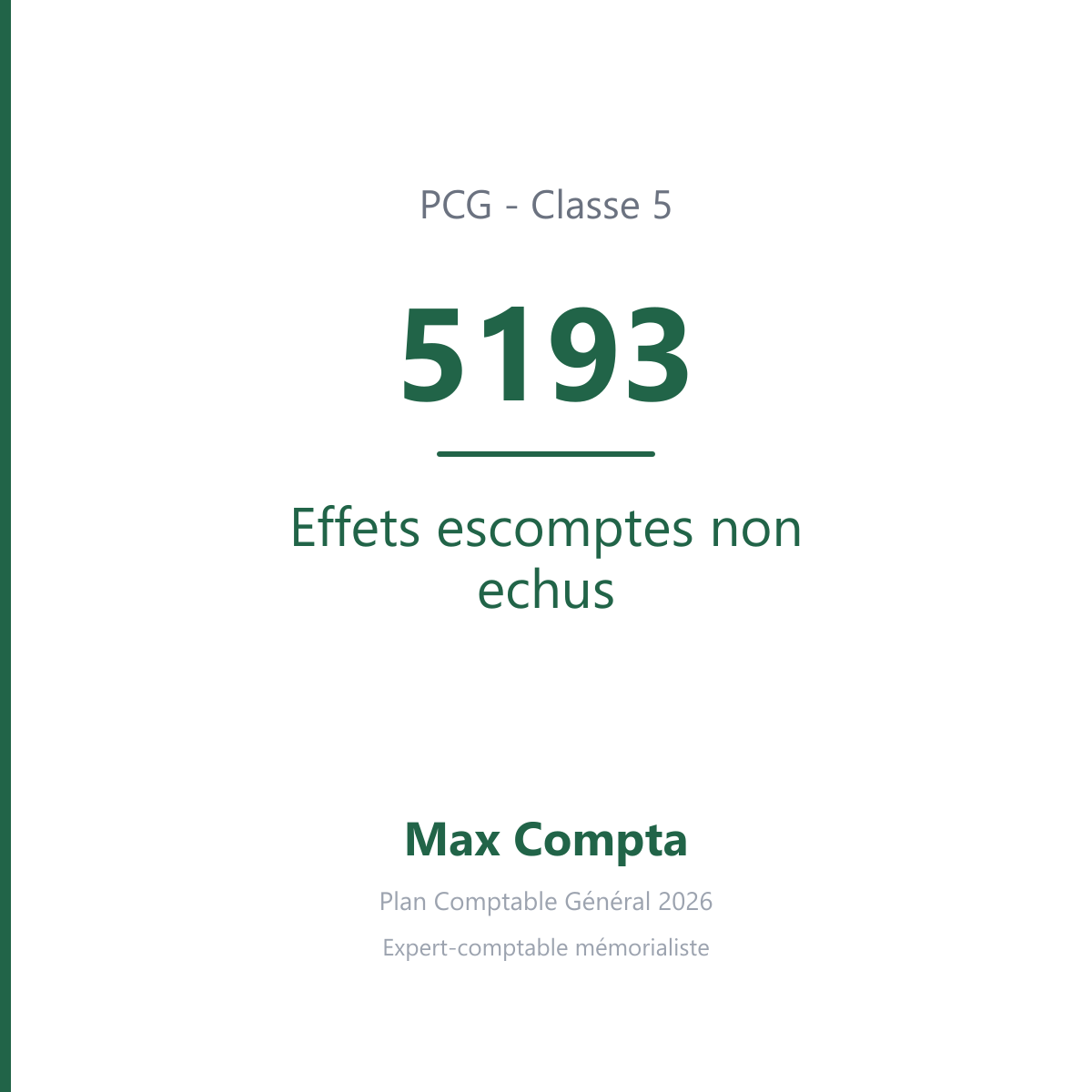 Compte 5193 Effets escomptes non echus - PCG classe 5 comptes financiers - écriture comptable