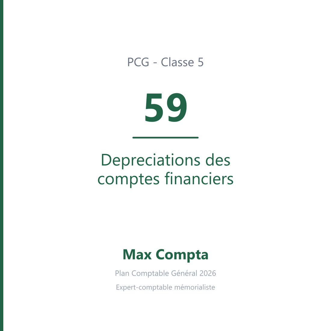 Compte 59 Depreciations des comptes financiers - PCG classe 5 comptes financiers - écriture comptable
