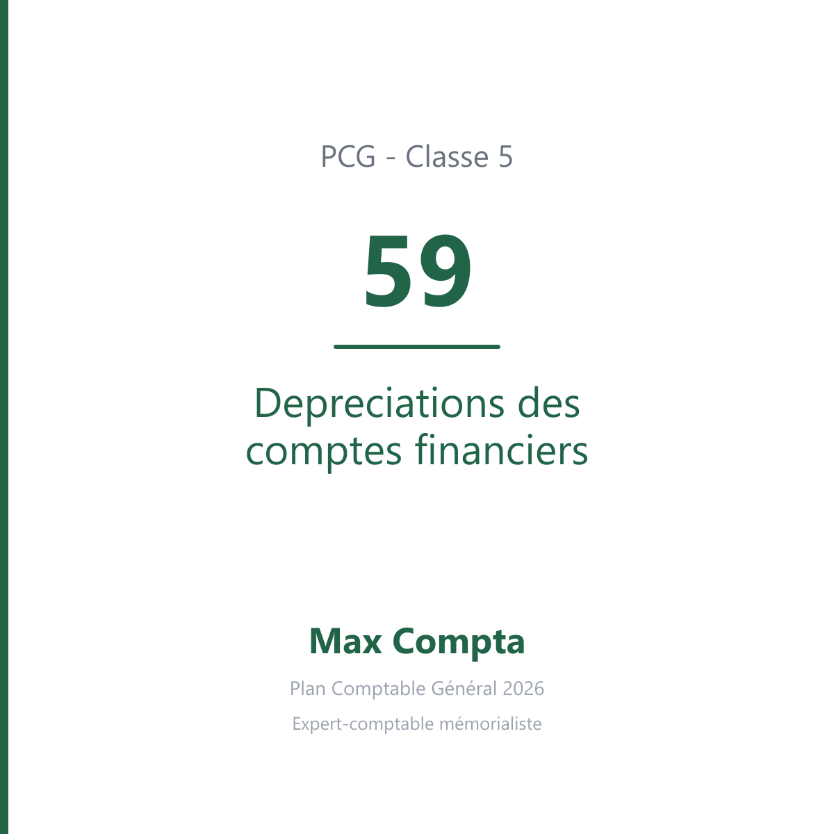 Compte 59 Depreciations des comptes financiers - PCG classe 5 comptes financiers - écriture comptable