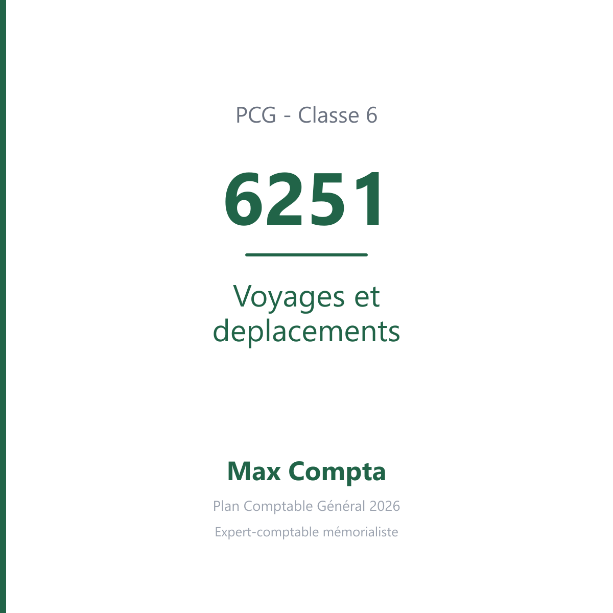Compte 6251 Voyages et deplacements - plan comptable général PCG classe 6 charges - écriture comptable débité, solde débiteur