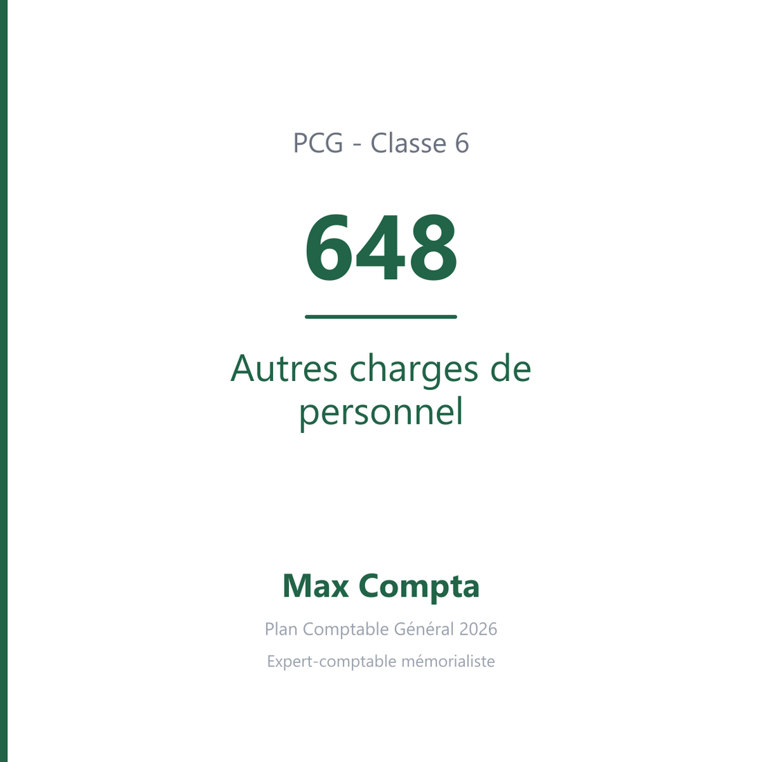 Compte 648 Autres charges de personnel - PCG classe 6 charges - écriture comptable