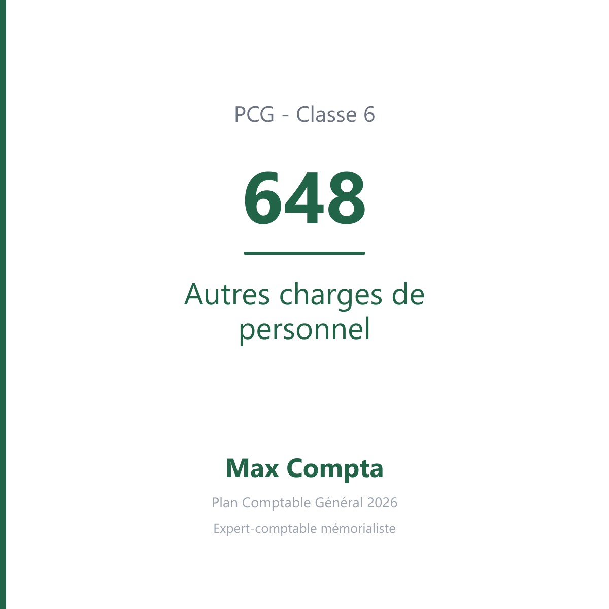 Compte 648 Autres charges de personnel - PCG classe 6 charges - écriture comptable