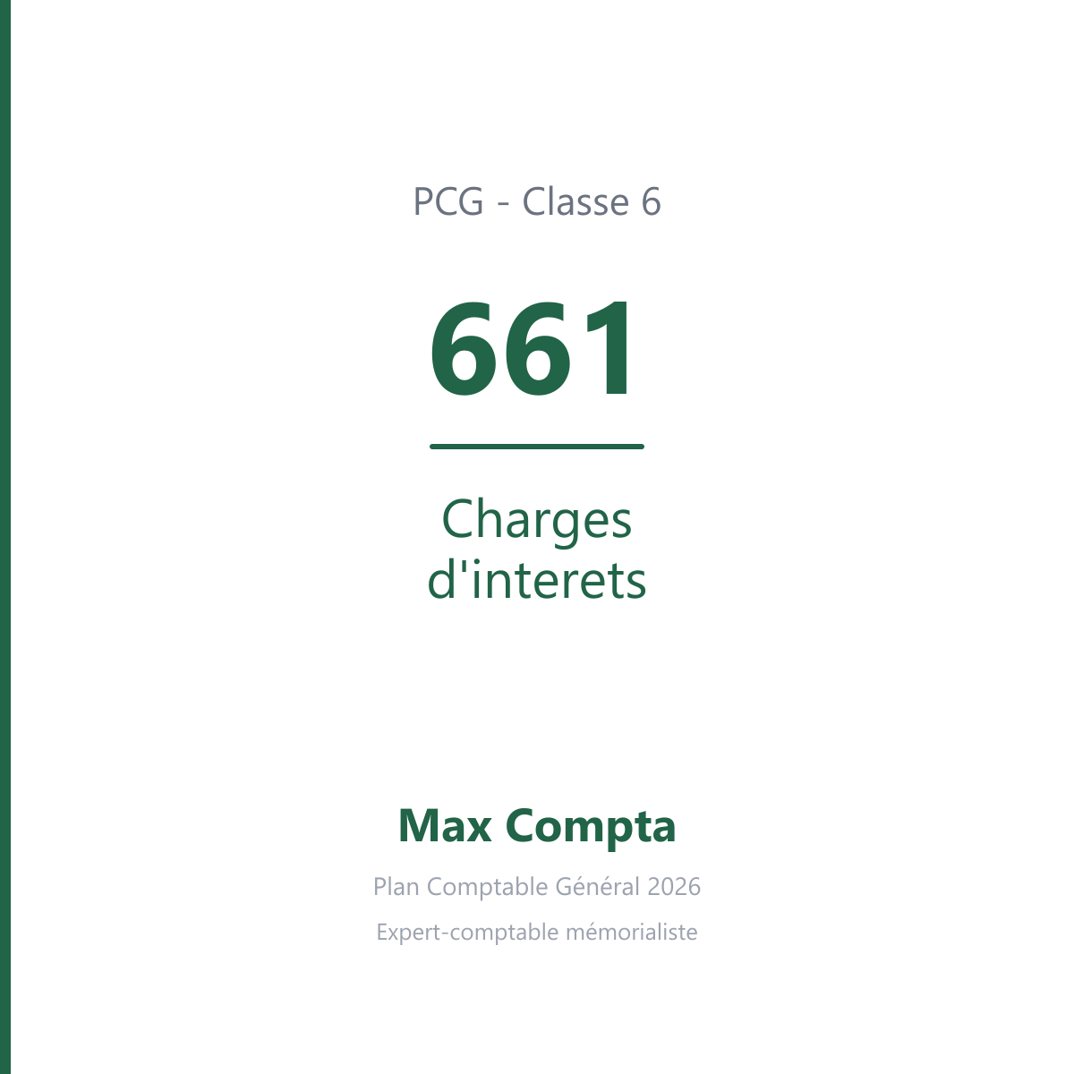 Compte 661 Charges d'interets - plan comptable général PCG classe 6 charges - écriture comptable débité, solde débiteur