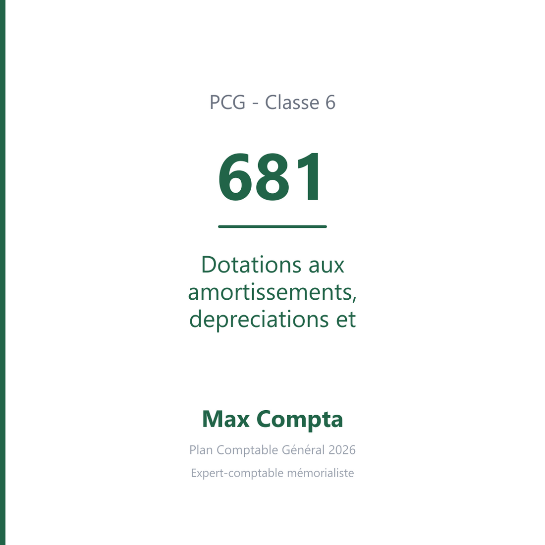 Compte 681 Dotations aux amortissements, depreciations et provisions (exploitation) - PCG classe 6