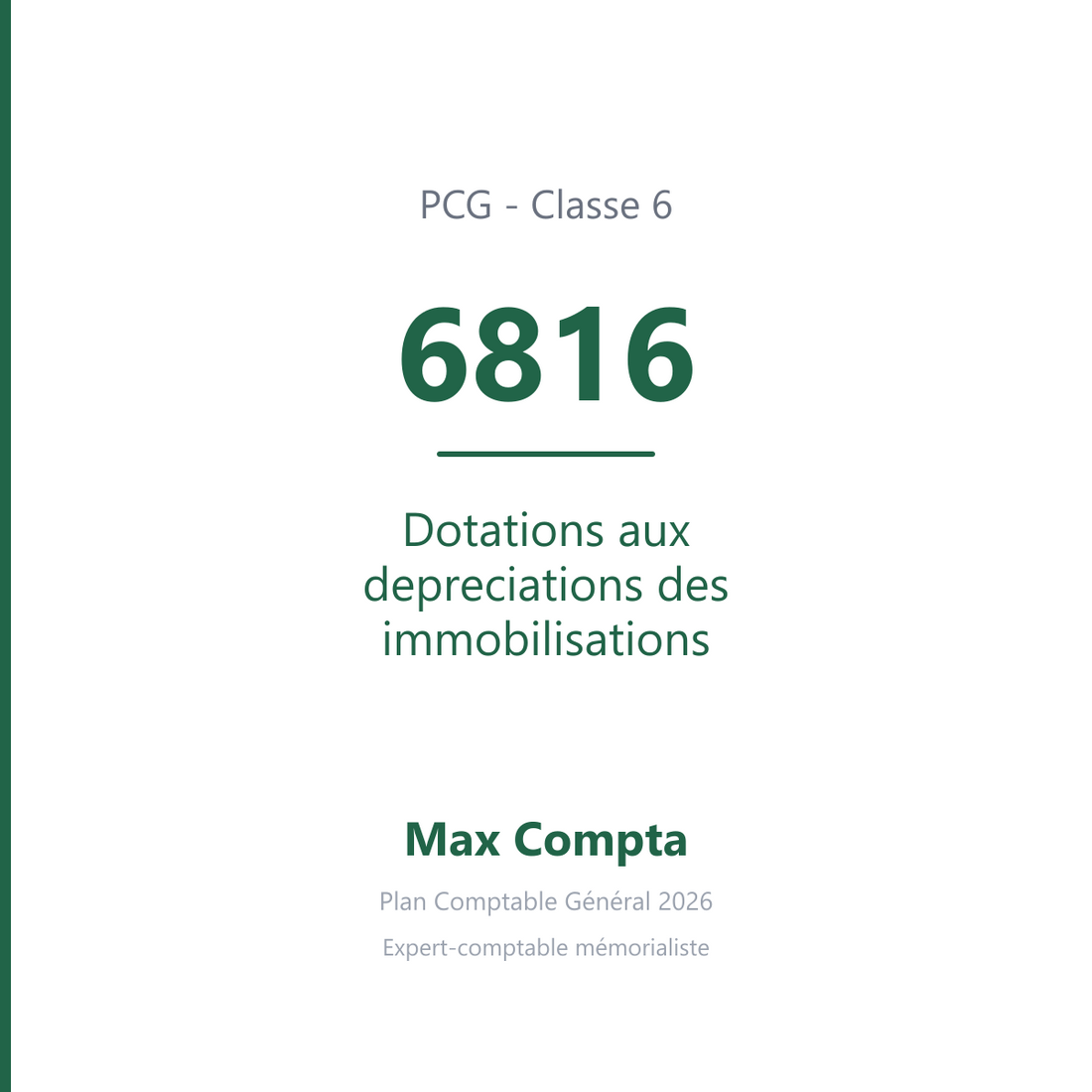 Compte 6816 Dotations aux depreciations des immobilisations - PCG classe 6 charges - écriture comptable