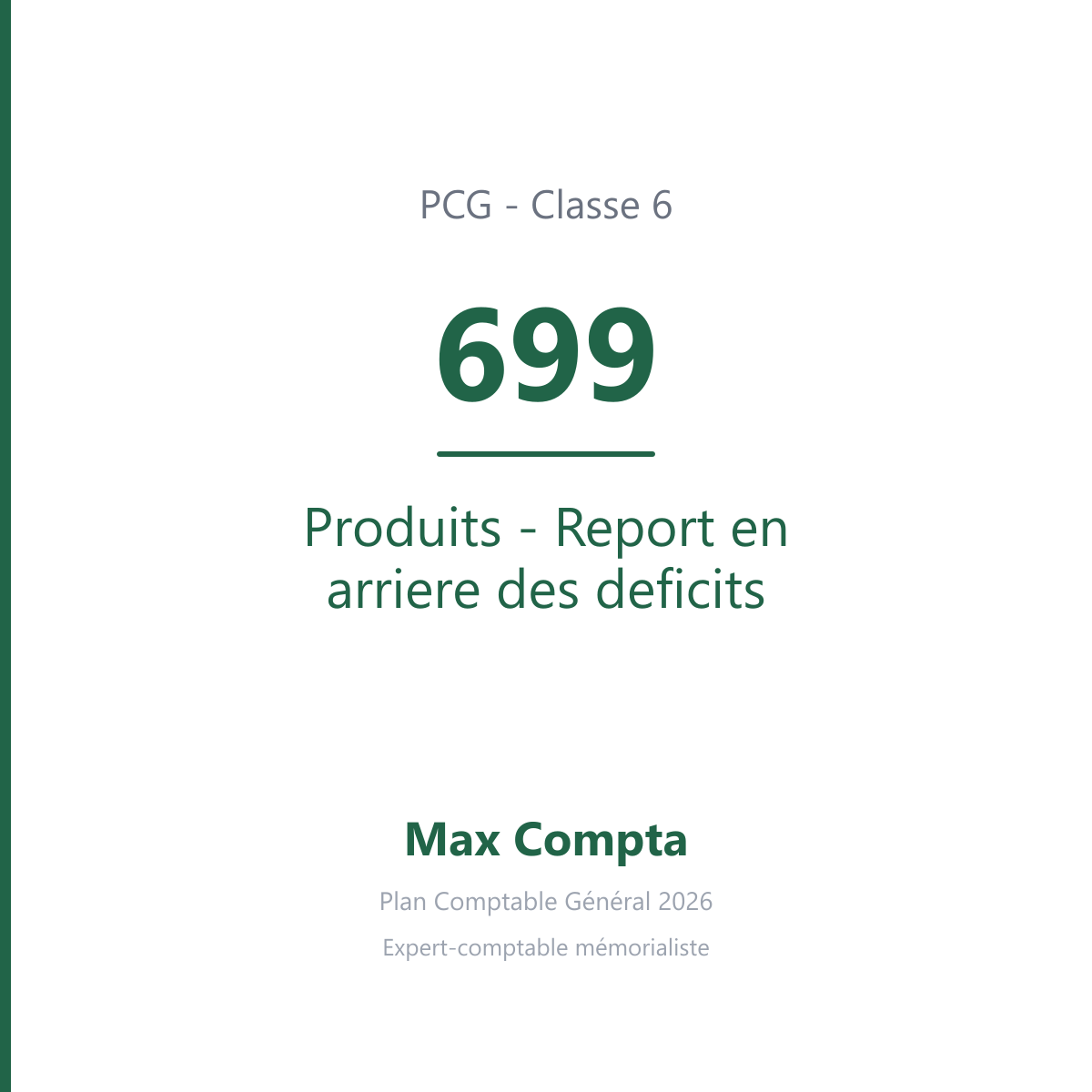 Compte 699 Produits - Report en arriere des deficits - PCG classe 6 charges - écriture comptable