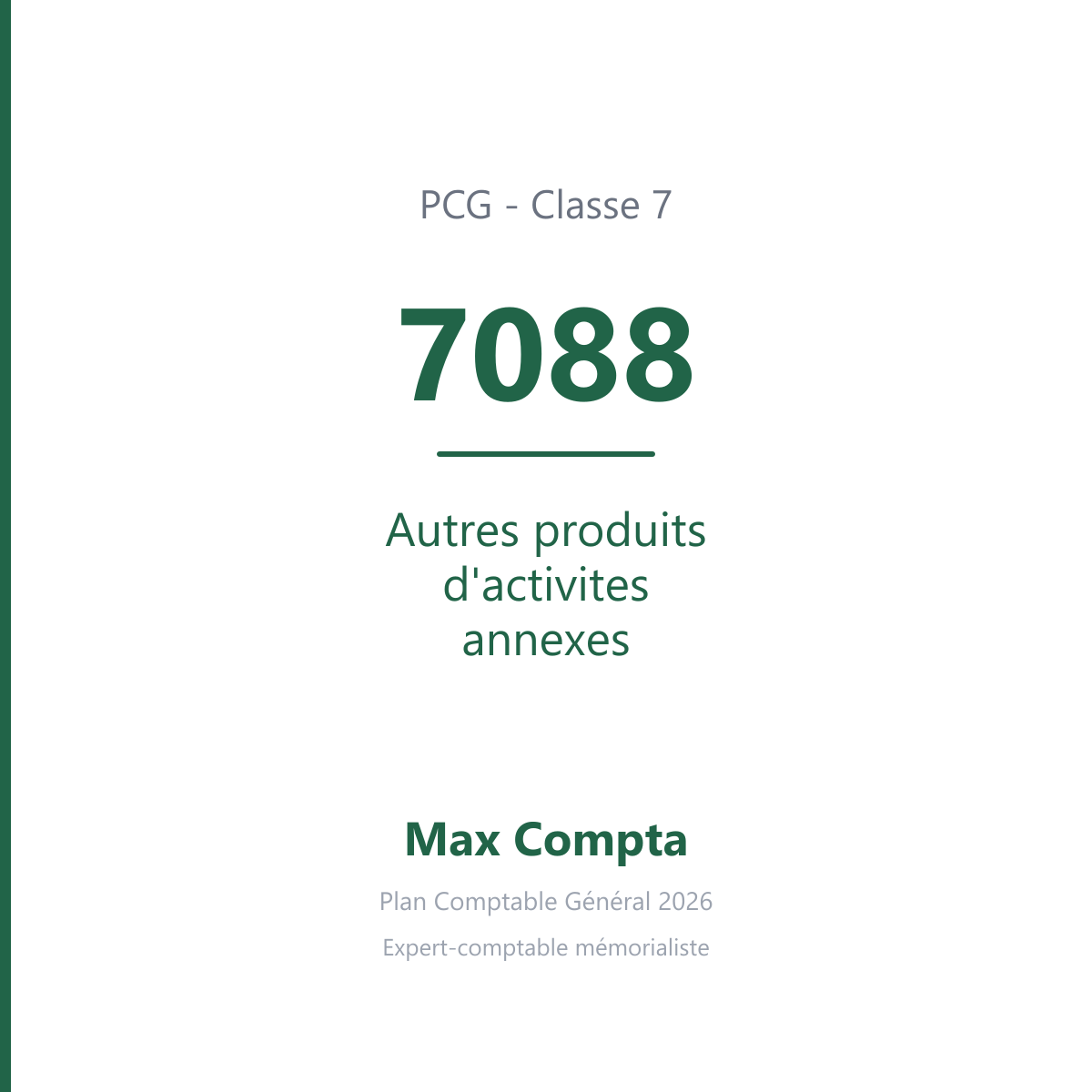 Compte 7088 Autres produits d'activites annexes - PCG classe 7 produits - écriture comptable
