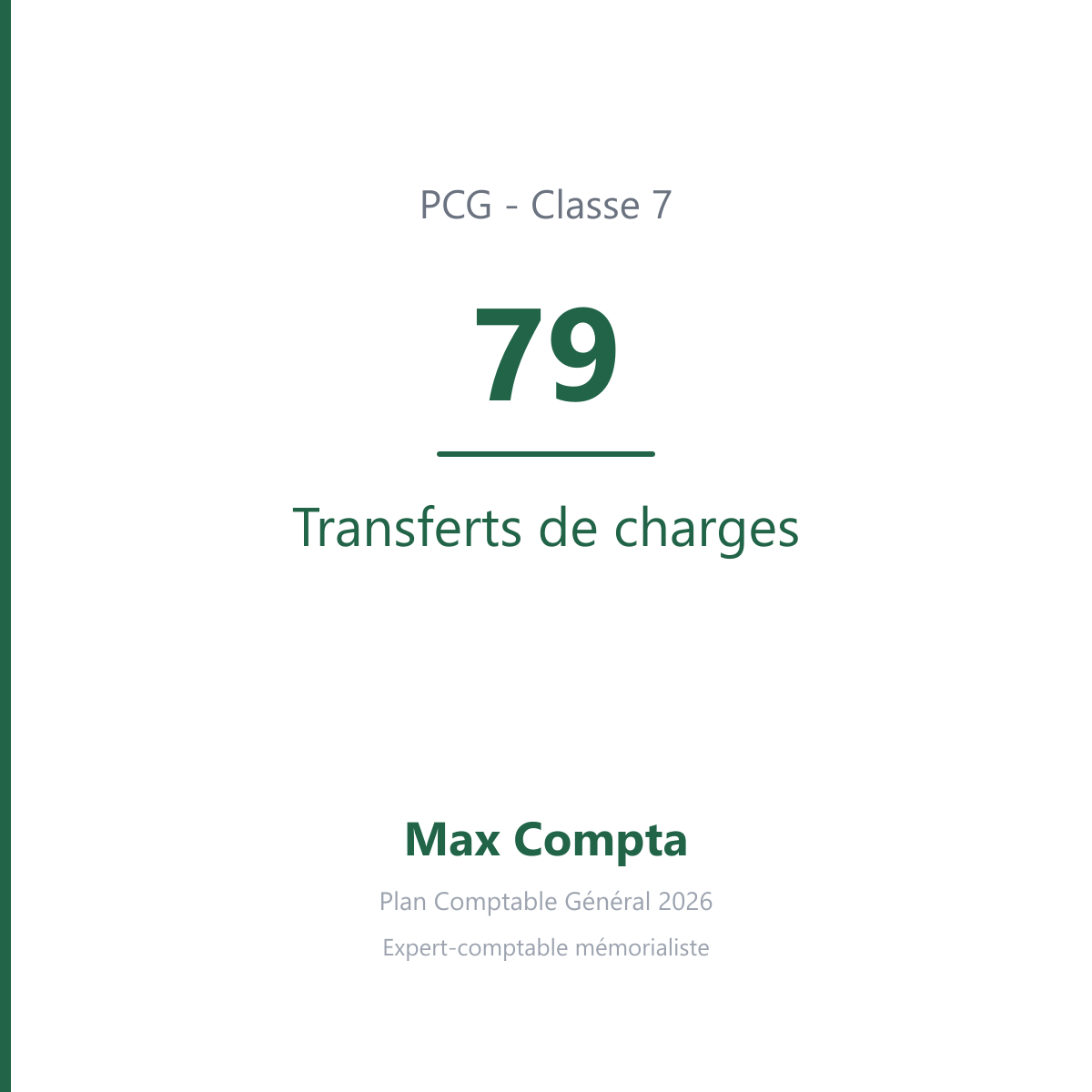 Compte 79 Transferts de charges - plan comptable général PCG classe 7 produits - écriture comptable crédité, solde créditeur