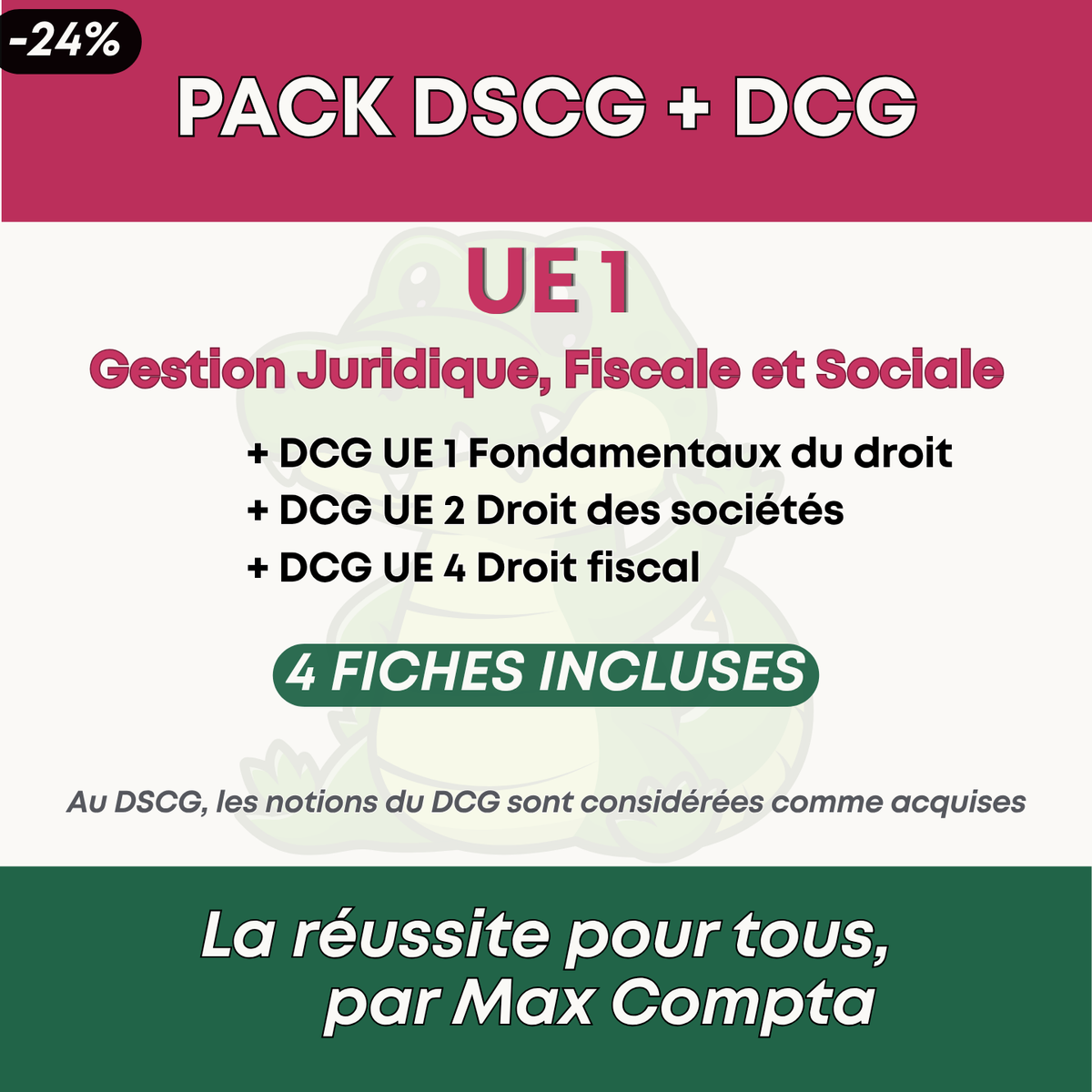 Pack DSCG UE 1 + prérequis DCG, 4 fiches de révision PDF - Max Compta